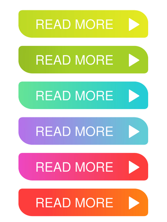 Vector read more buttons with arrow - colorful labels on the white background. Usable for a link, continue, read more or next. - illustrationのイラスト素材