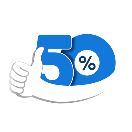 Vector special sale offer. Blue tag with best choice. Discount offer price label with hand gesture.のイラスト素材