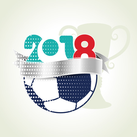 Vector graphic design of banner with soccer ball and winner trophy.のイラスト素材