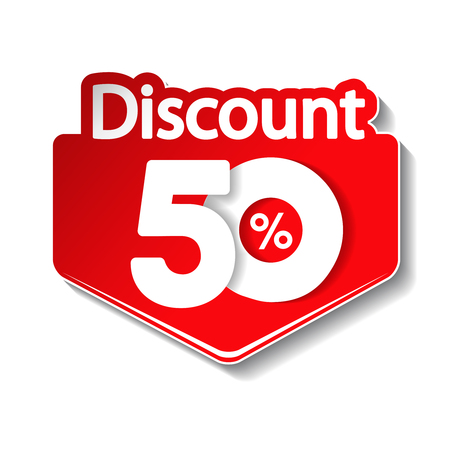 Vector special sale offer. Red tag 50 off.のイラスト素材