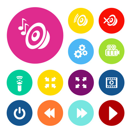 Vector sound and play buttons. Audio and video navigation menu items. - illustrationのイラスト素材