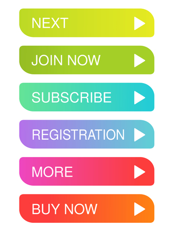 Vector colorful buttons with arrow - rectangle labels on the white background. Usable for a linkのイラスト素材