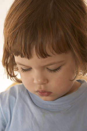 portrait of little cute girl, isolated on white