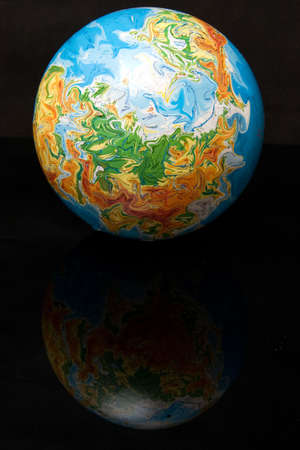 the Globe on black background, mirroredの写真素材