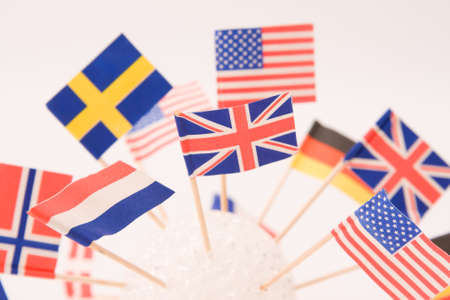 American and Europian flags on light tone background
