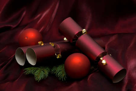 Christmas composition on purple background, with copy spaceの写真素材