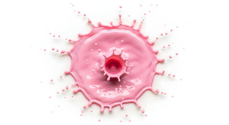 pink milk splash isolated on white background. 3d render illustrationの写真素材