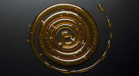 A drop of honey on a black background. 3d rendering, 3d illustration.の写真素材