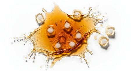 Coffee splash with bubbles isolated on white background. 3d rendering
