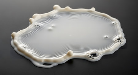 Splash of white milk on a black background close-up.の写真素材