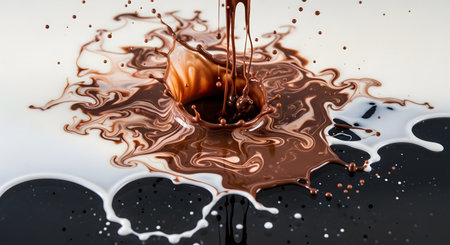 chocolate splash close up isolated on white background with clipping path.