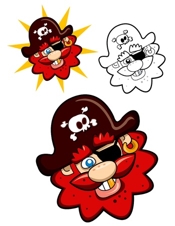 Funny and smiling Pirate Captain Head のイラスト素材
