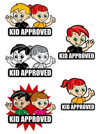 Kid Approved Icon / Seal / Mark, version boy and girl のイラスト素材