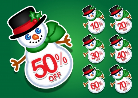 Christmas Snowman discount stickers / sealsのイラスト素材