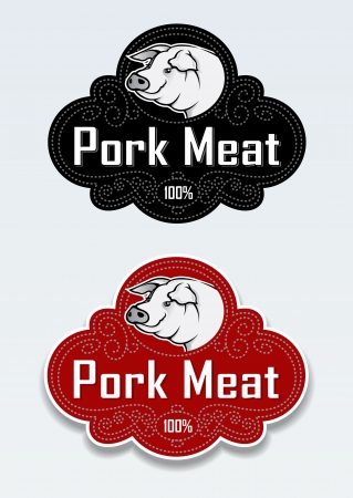 Pork Meat Seal / Stickerのイラスト素材