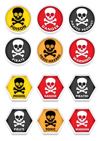 Skull & Crossbones Warning Stickersのイラスト素材