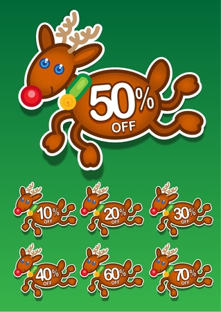 Christmas Reindeer Discount Stickersのイラスト素材