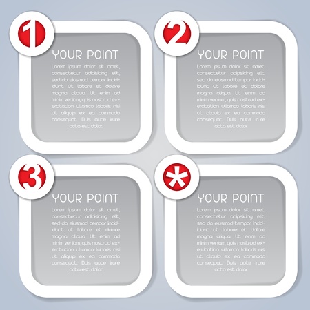 One, Two, Three and Star, square progress labels in whiteのイラスト素材