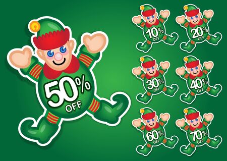 Christmas Elf discount stickersのイラスト素材