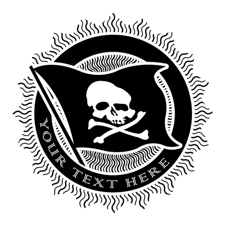 Pirate Seal in Black and Whiteのイラスト素材