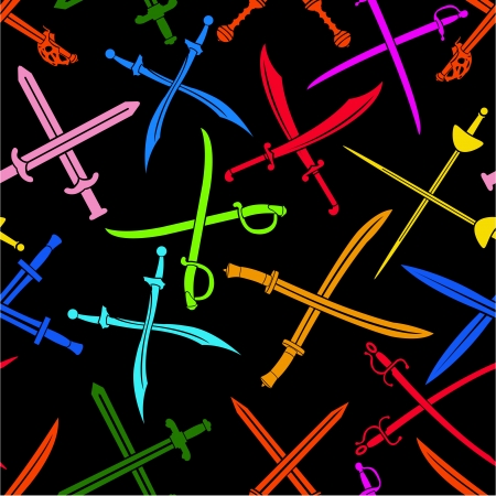 Crossed Swords Seamless Pattern Colorfulのイラスト素材
