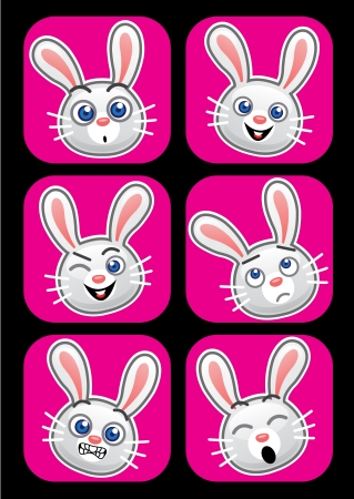 Rabbit face expressionsのイラスト素材