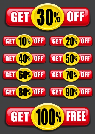 Get percent off, banners / labels / iconsのイラスト素材