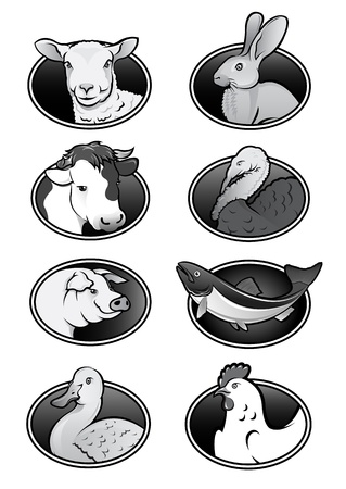 Farm animals collection iconsのイラスト素材