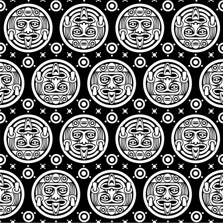 Aztec Seamless Pattern in Black & Whiteのイラスト素材