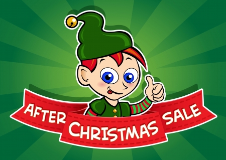 After Christmas Sale Banner / Elfのイラスト素材