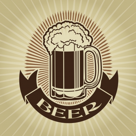 Retro Styled Beer Mug Seal / Mark のイラスト素材