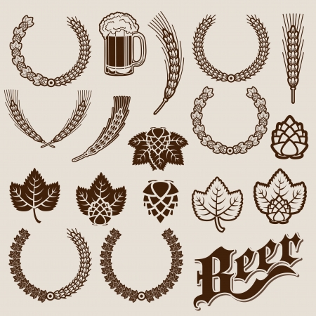 Beer Ingredients Ornamental Designs のイラスト素材
