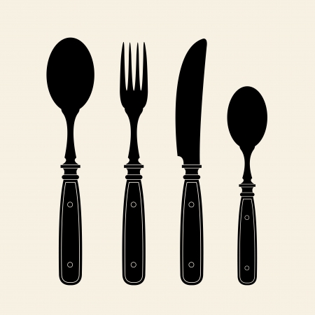 Vintage Cutlery Silhouettesのイラスト素材