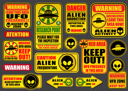 Warning UFO Aliens Signs Collectionのイラスト素材