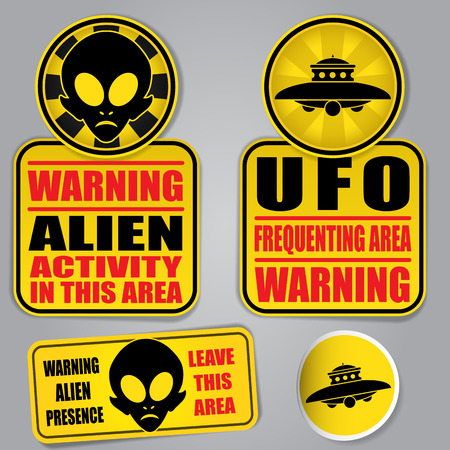 Warning Alien UFO Signsのイラスト素材