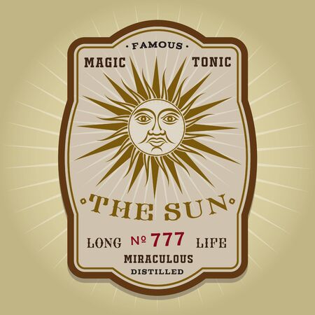 The Sun tonic vintage retro labelのイラスト素材