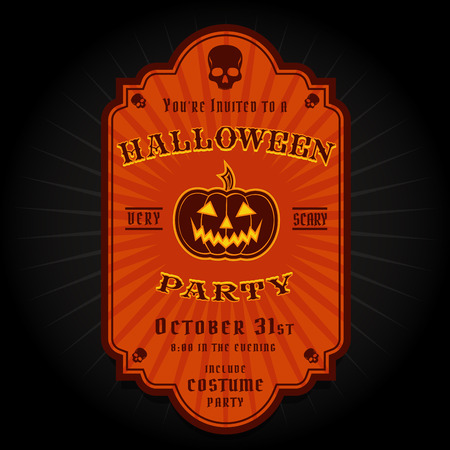 Vintage Retro Halloween Party Invitation Labelのイラスト素材
