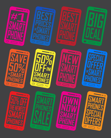 Smartphone Offer and Promotion Seals Badges Iconsのイラスト素材