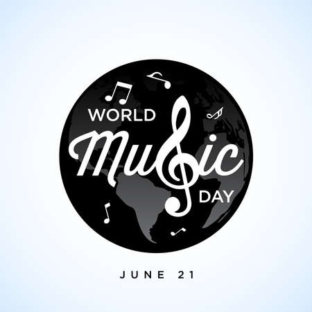 Happy world music day celebration Hand draw typography - Vectorのイラスト素材