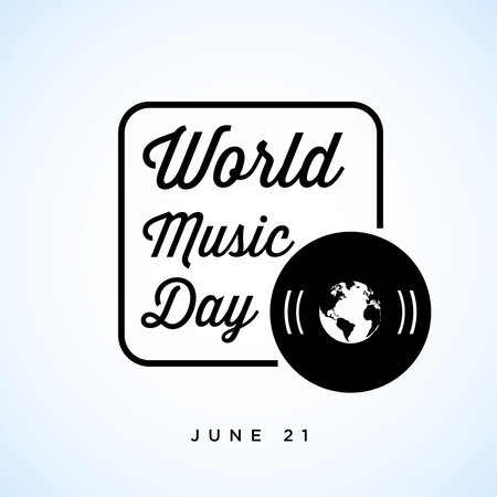 Happy world music day celebration Hand draw typography - Vectorのイラスト素材