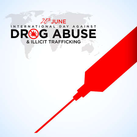 26th june international day against drug abuse calligraphy lettering handmade red black card greeting background - vectorのイラスト素材