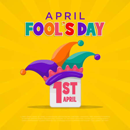 april fools day calendar jester hat posterのイラスト素材