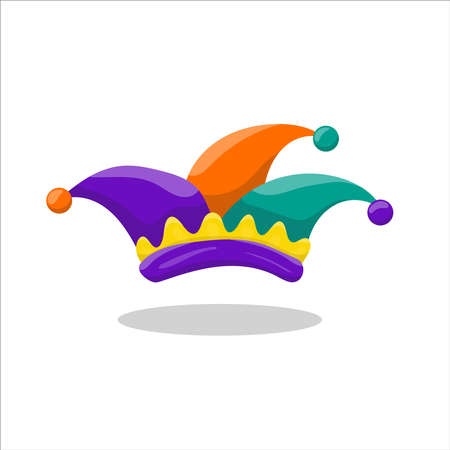 Circus jester fool hat icon. Flat illustration of circus jester fool hat vector icon for webのイラスト素材
