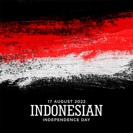 17 August Indonesia Independence Day. Indonesia Flag Made of Glitter Sparkle Brush Paint Vector