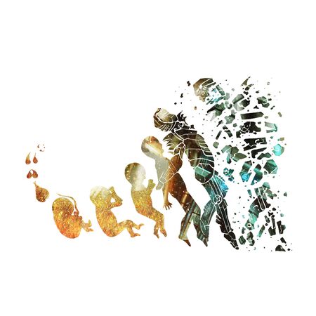 The evolution of humans living in the robot ageの写真素材