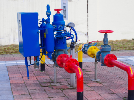 Oil/gas pipeline on fireのeditorial素材