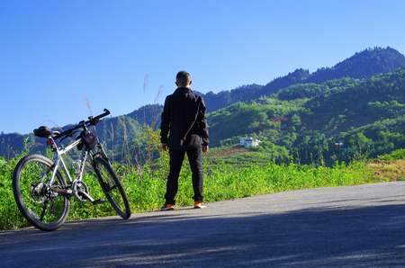 bicycle and mountainのeditorial素材