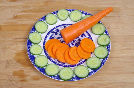 cucumber and carrot sliceの写真素材