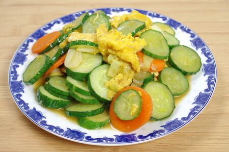 Stir fried cucumber slicesの写真素材