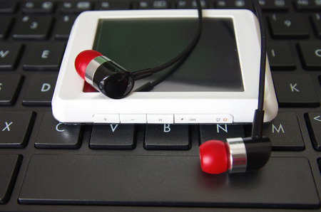 computer and mp3の写真素材